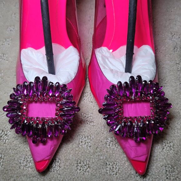 NIB Good American Cinder-F*cking-Rella Pump Heels - Hot Pink, Size 9 - Picture 8 of 13